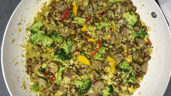 curry sausage veggie skillet