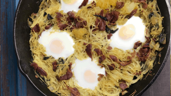 spaghetti squash bacon skillet, paleo breakfast, whole 30 breakfast