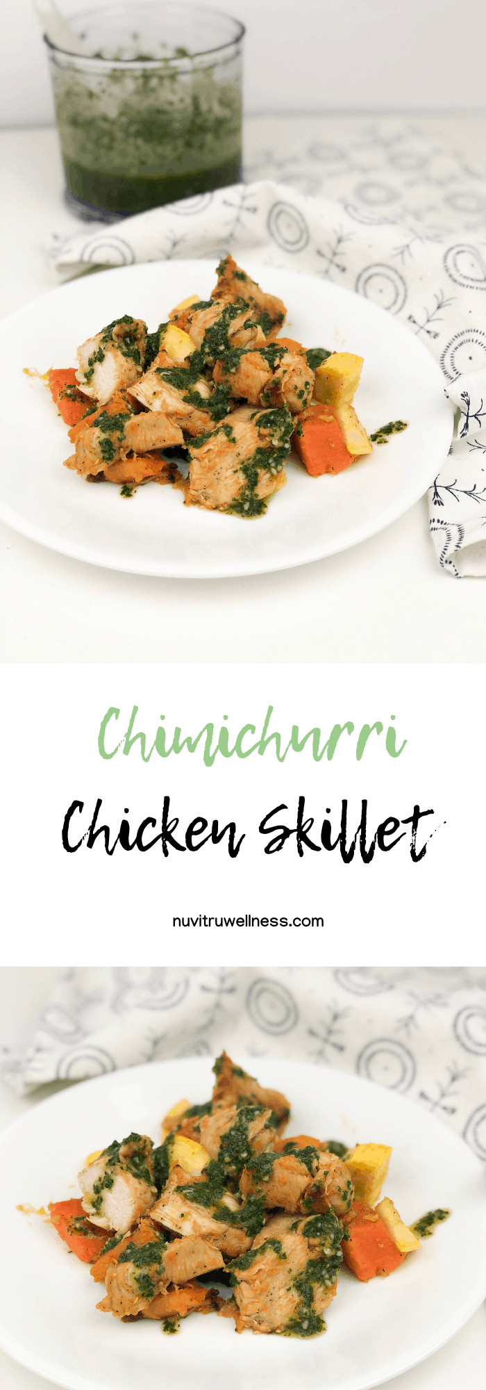 paleo skillet meal, chimichurri chicken