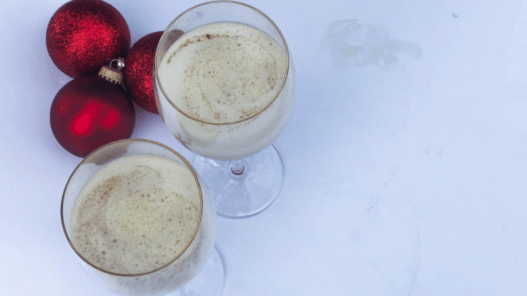 two glasses of dairy free eggnog