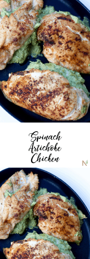 spinach artichoke chicken. dairy free, gluten free